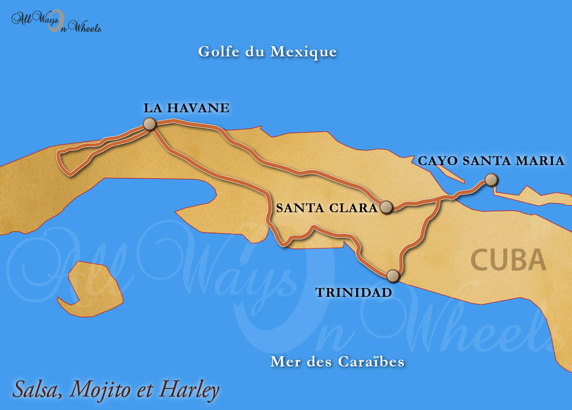circuit en harley davidson sur l'ile de Cuba