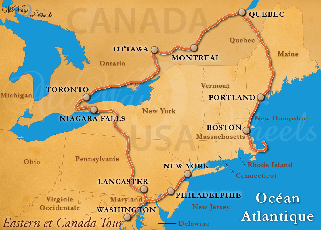 voyage et circuit à moto aux USA et Canada, Boston, Washington et Québec