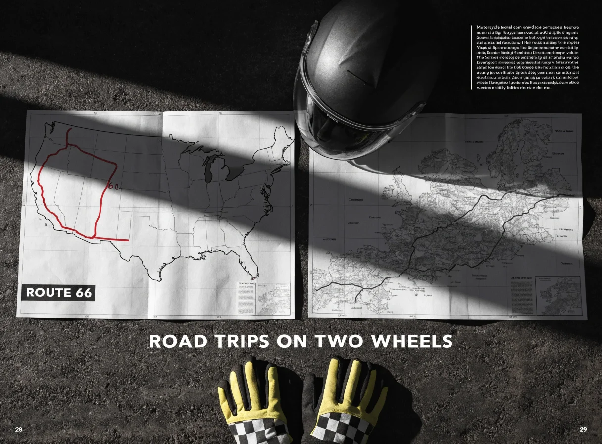 Cartes d'itinéraires moto avec casque et gants